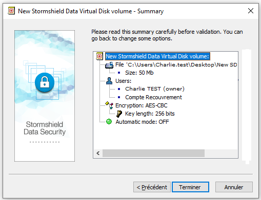 Création d'un disque virtuel : résumé