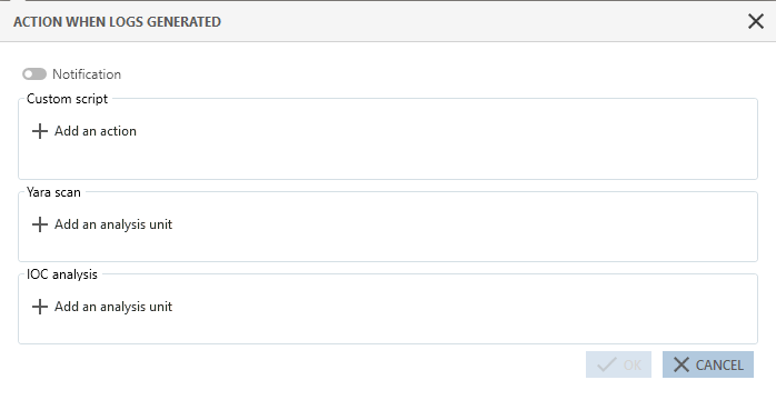 Window Action when logs generated with notification enabled