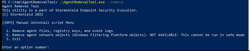 Uninstallation tool in safe mode