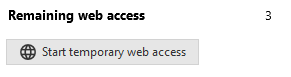 bouton Accès temporaire au web dans l'interface de l'agent