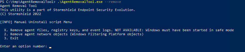 Outil de désinstallation en mode standard