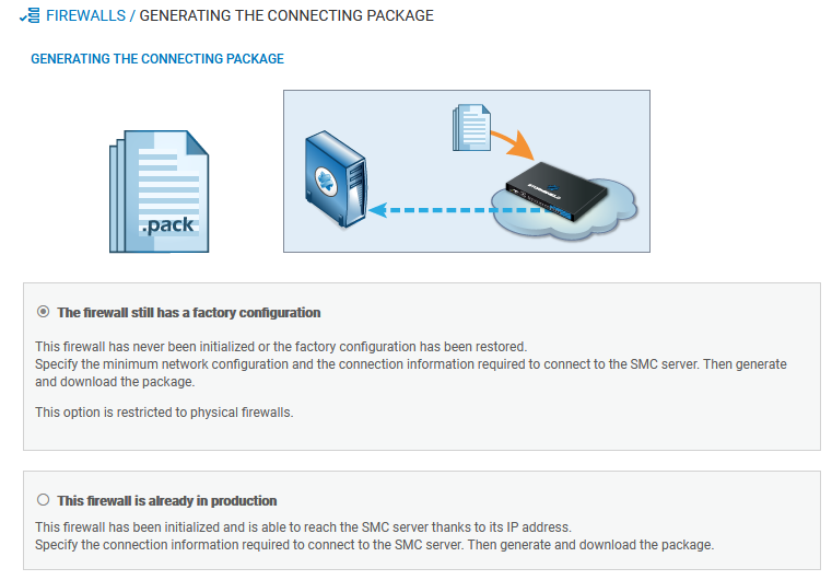 Connecting package selection window