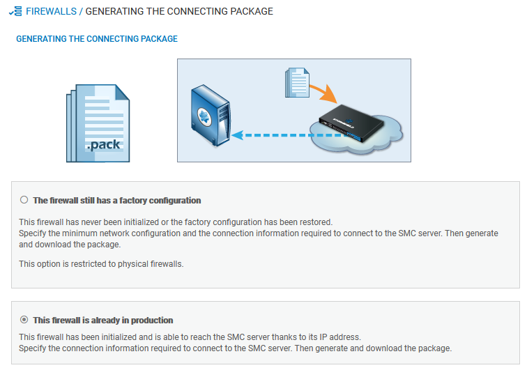 Connecting package selection window
