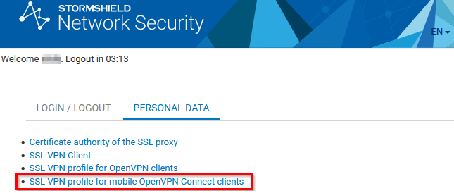 Captive portal on an SNS firewall in version 4