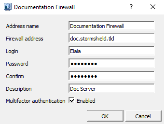 Window to add a connection profile to the address book