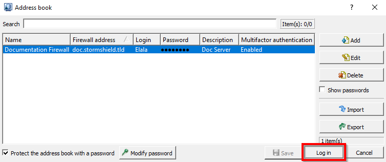 Address book window