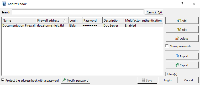 Address book window