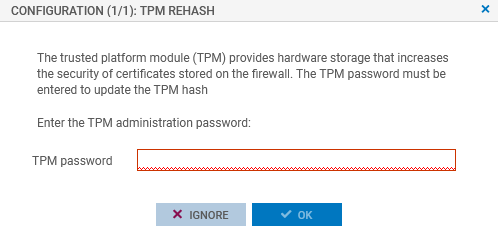 Fenêtre du mot de passe pour sceller le TPM