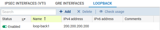 Affichage des interfaces virtuelles Loopback
